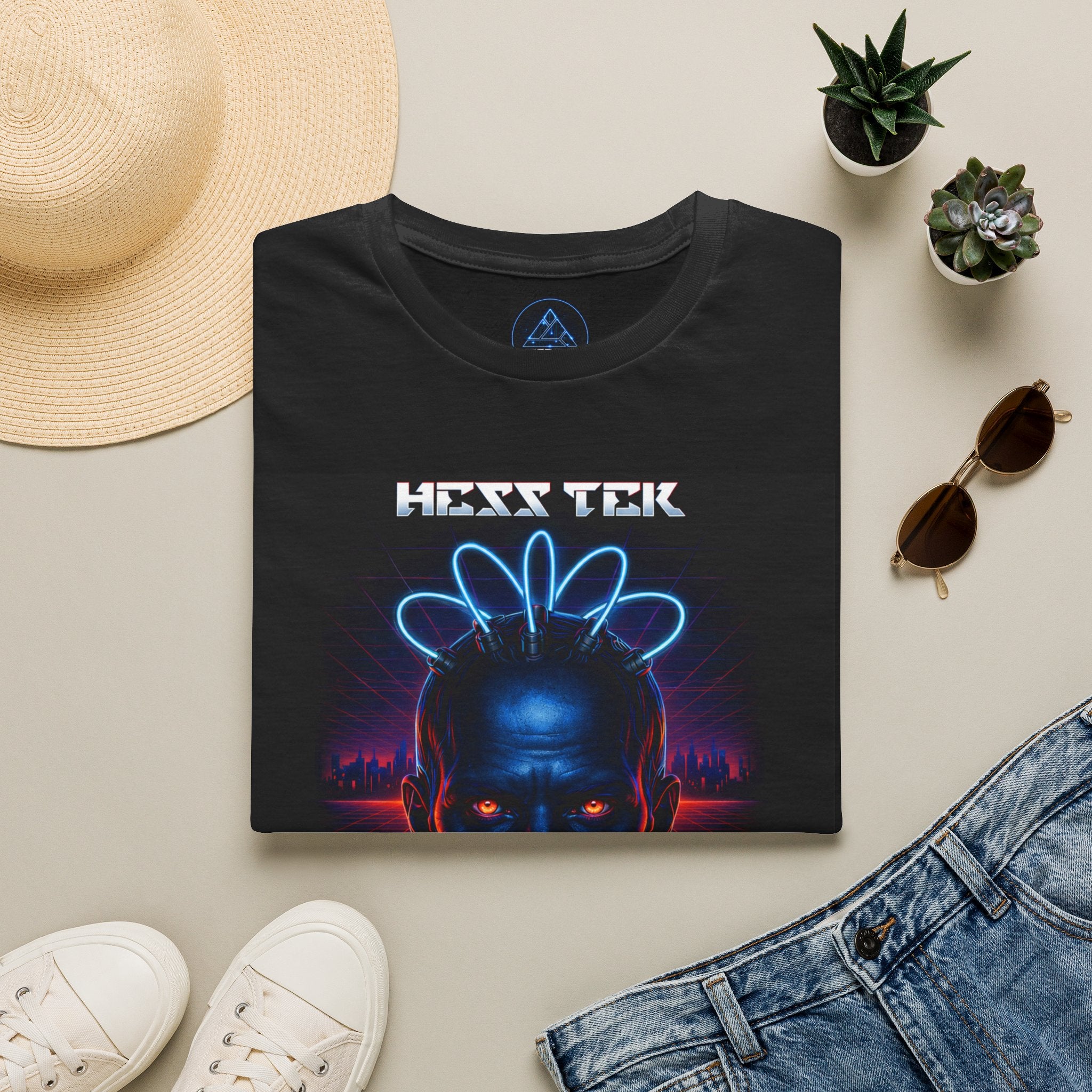 Cyberpunk Headphone Tee — HESS TEK Neon Retro Sci‑Fi Graphic T-Shirt