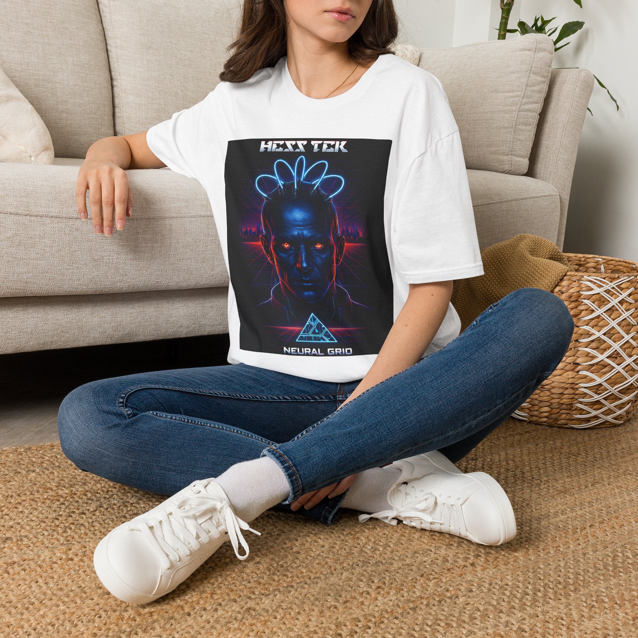 Cyberpunk Headphone Tee — HESS TEK Neon Retro Sci‑Fi Graphic T-Shirt