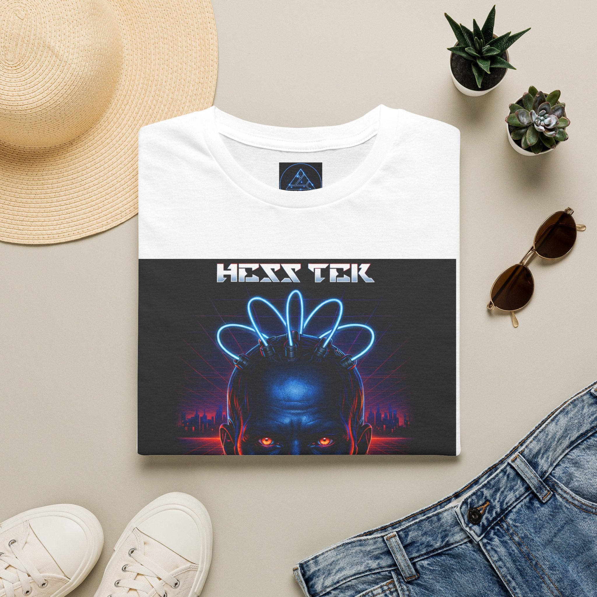 Cyberpunk Headphone Tee — HESS TEK Neon Retro Sci‑Fi Graphic T-Shirt